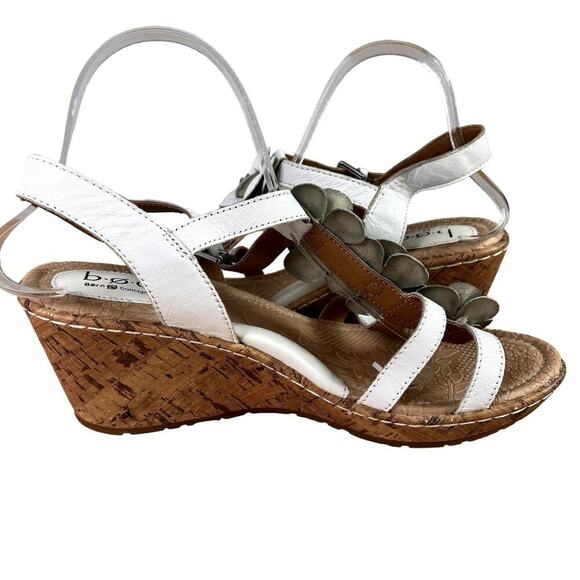 BOC Cornelis Wedge Sandals 10M White Floral Adjustable Ankle Strap Leather Upper - Picture 8 of 14